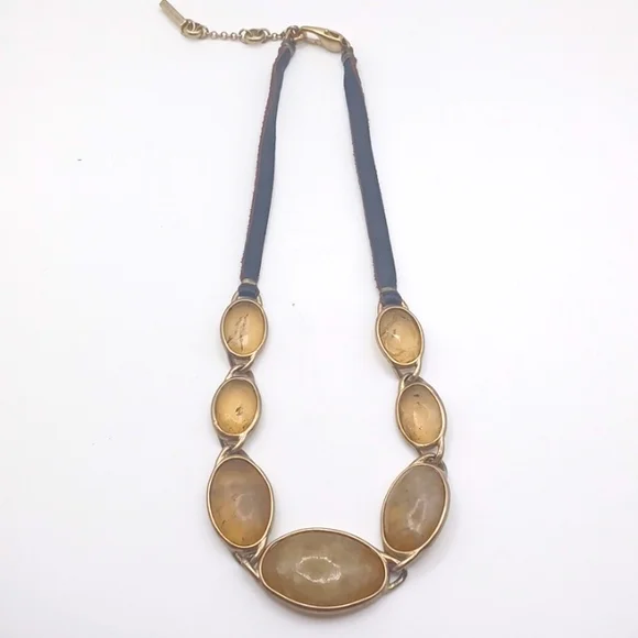 Kenneth Cole Gold tone and Citrine Choker with Leather Strap - Picture 5 of 10